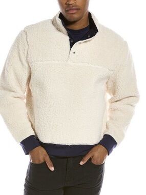 🆕 M.Singer Mens Faux Sherpa Pullover in ivory